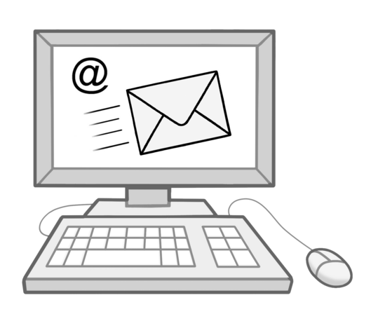Computer mit Mail-Zeichen auf dem Bildschirm