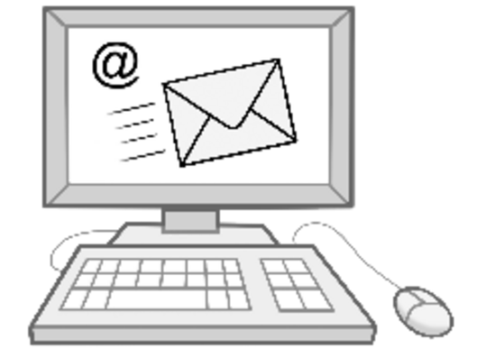 Computer mit Mail-Zeichen auf dem Bildschirm