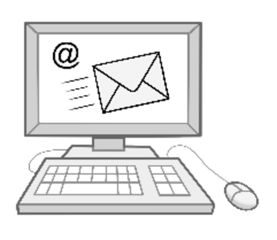Computer mit Mail-Zeichen auf dem Bildschirm