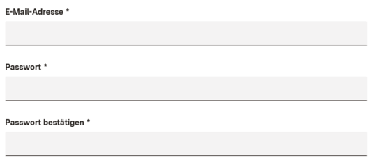 Eingabemaske Registrierung