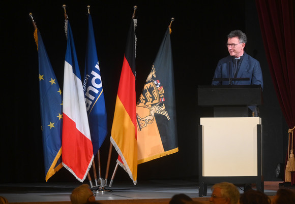 Franck Leroy, Präsident der Region Grand Est, bei seiner Ansprache