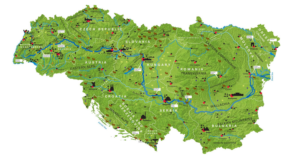 Eine Karte des Donauraums