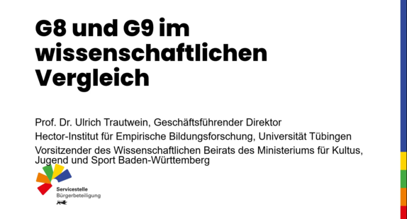 Vortrag von Prof. Dr. Ulrich Trautwein bei der zweiten Sitzung des Bürgerforums G8/G9