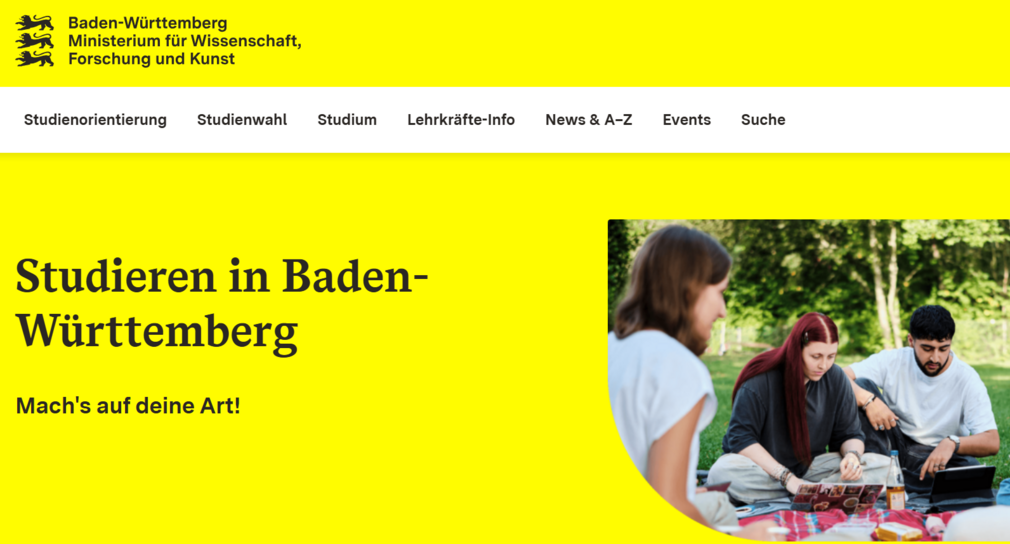 Screenshot studieren in BW