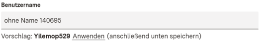 Anpassen des Benutzernamens auf dem Profil