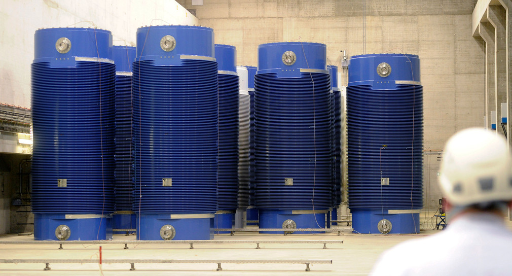 Castor-Behälter im Zwischenlager für Atommüll am Kernkraftwerk Philippsburg (Bild: dpa).