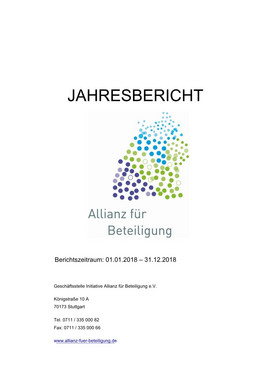 Screenshot des Deckbalttes des Jahresberichts.