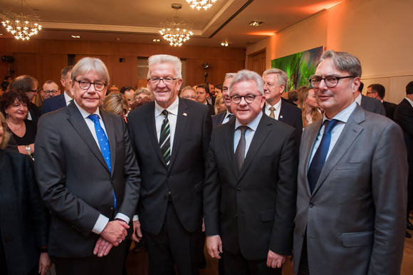 v.l.n.r.: Reinhard Silberberg, Ständiger Vertreter Deutschlands bei der EU, Ministerpräsident Winfried Kretschmann, Minister Guido Wolf und Johannes Jung, Leiter der Landesvertretung bei der Europäischen Union (Foto: © Vertretung des Landes Baden-Württemberg bei der Europäischen Union/FKPH)