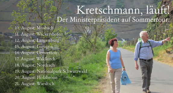 Ministerpräsident Winfried Kretschmann (r.) und sein Frau Gerlinde (l.) beim Wandern
