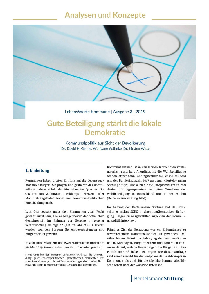 Deckbaltt der Brosch&uuml;re: Gute Beteiligung st&auml;rkt die Demokratie