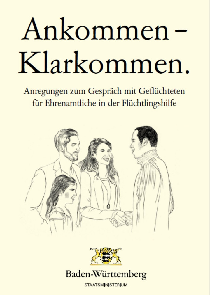 Screenshot des deckblattes der Brosch&uuml;re: Ankommen, Klarkommen.