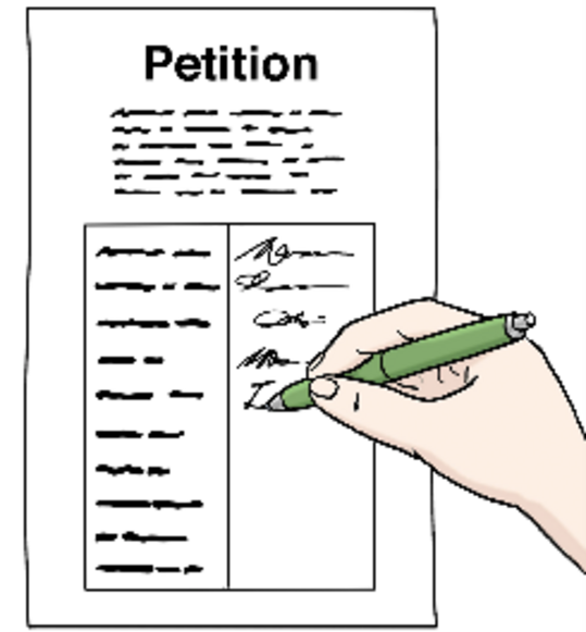 Eine Petition wird unterschrieben.
