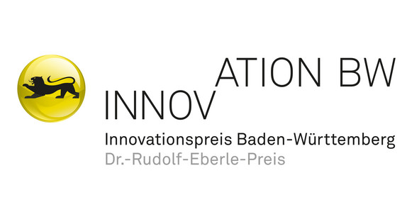 Logo des Dr.-Rudolf-Eberle-Preises: Der Stauferlöwe in einem gelben Kreis steht vor dem Schriftzug „INNOVATION BW – Innovationspreis Baden-Württemberg – Dr.-Rudolf-Eberle-Preis“ auf weißem Hintergrund Logo des Dr.-Rudolf-Eberle-Preises: Der Stauferlöwe in einem gelben Kreis steht vor dem Schriftzug „INNOVATION BW – Innovationspreis Baden-Württemberg – Dr.-Rudolf-Eberle-Preis“ auf weißem Hintergrund