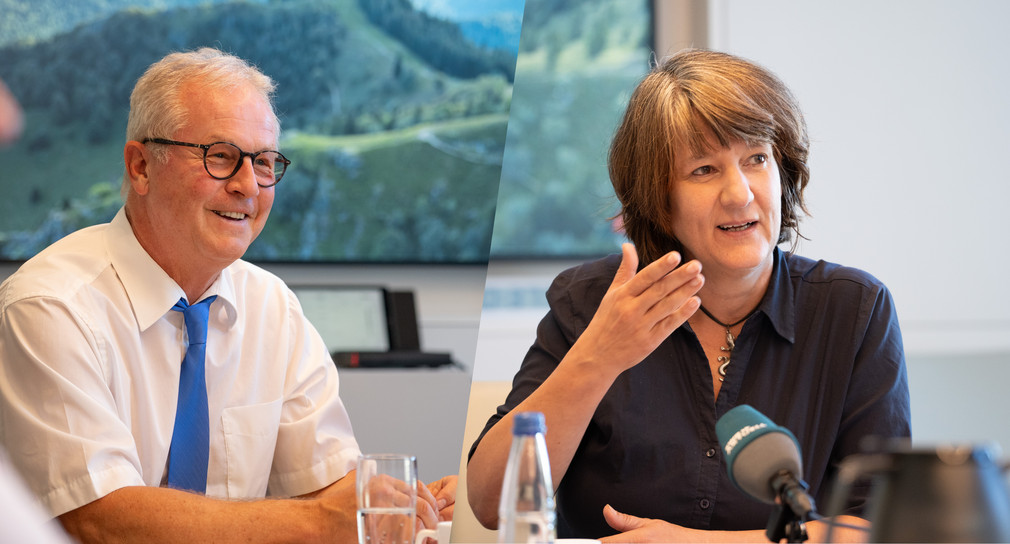 Oberfinanzpräsident Bernd Kraft (links) und Finanzstaatsekretärin Gisela Splett (rechts)