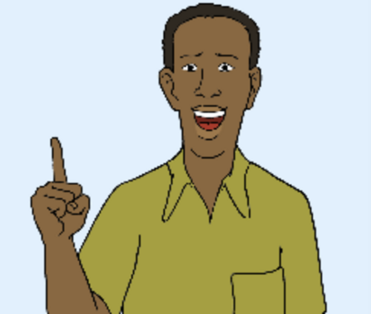 Ein Mann hebt seinen Zeigefinger.