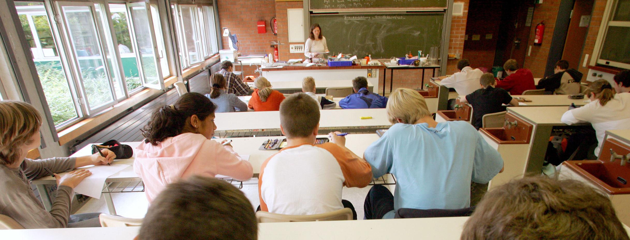 Schüler während des Unterrichts im Klassenraum (Foto: Patrick Seeger dpa/lsw)