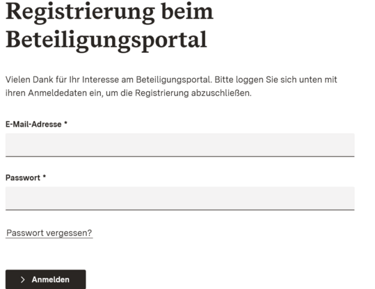 Eingabemaske Registrierung abschließen