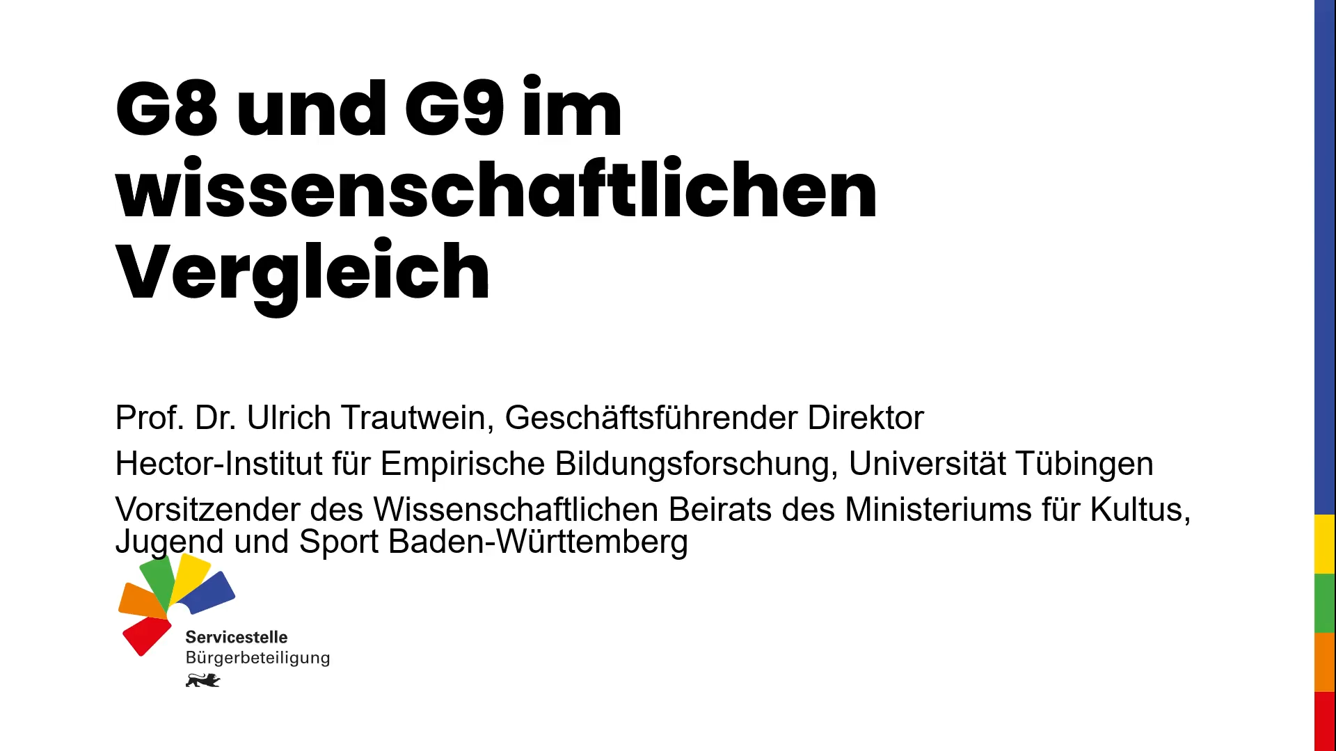 Vortrag von Prof. Dr. Ulrich Trautwein bei der zweiten Sitzung des Bürgerforums G8/G9